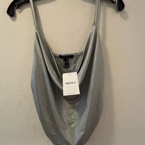 Forever 21 Silver Draped Camisole Top
